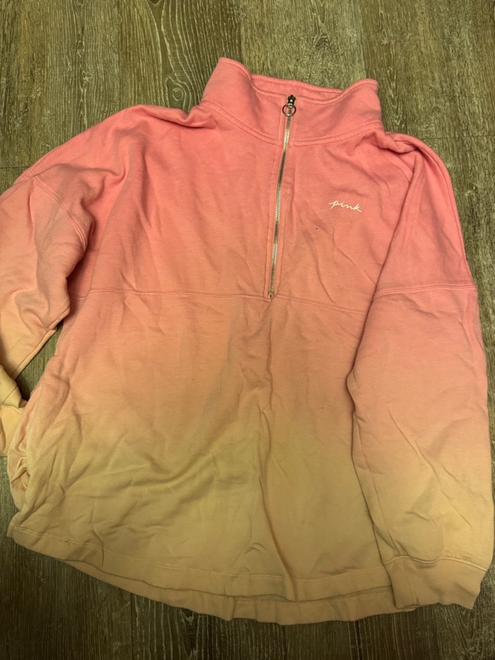 Victoria’s Secret size L Pink Half-Zip Ombre Pullover - Pink to Peach